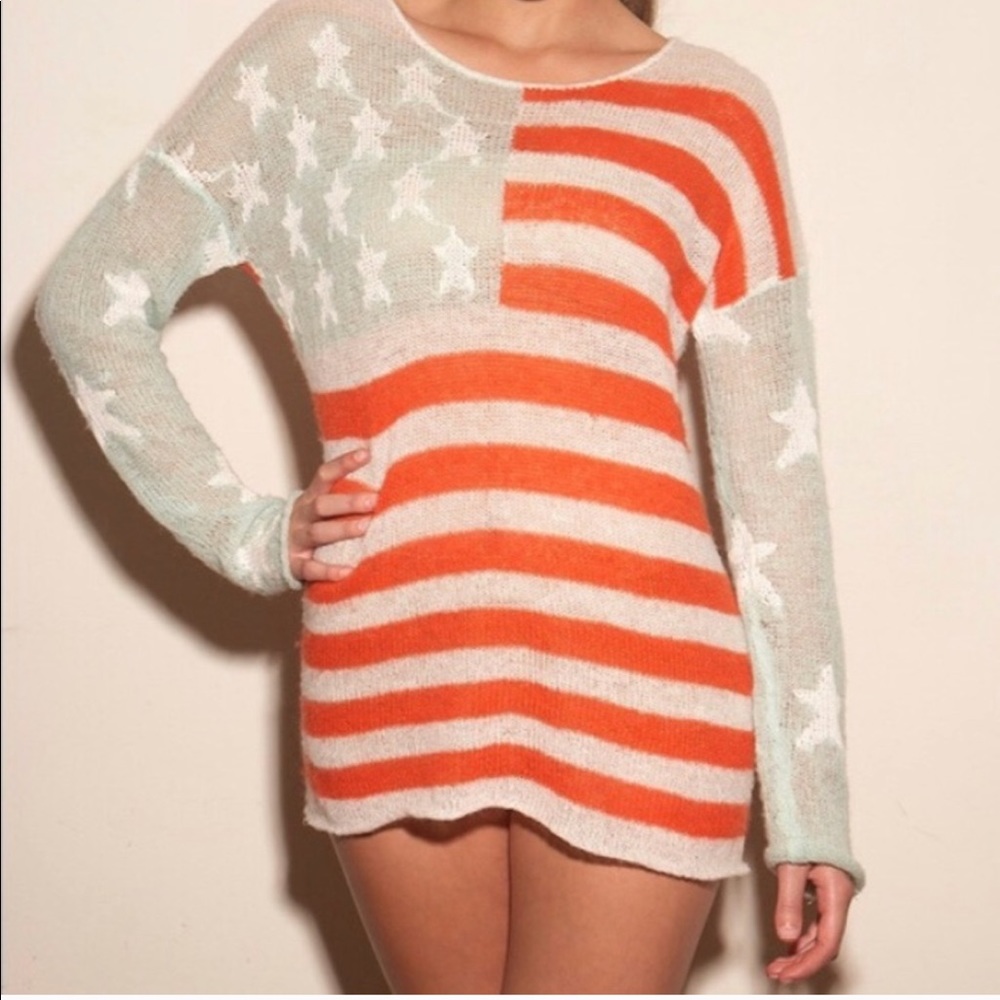 Wildfox American Flag Oversized Sweater Size XS - Picture 3 of 6